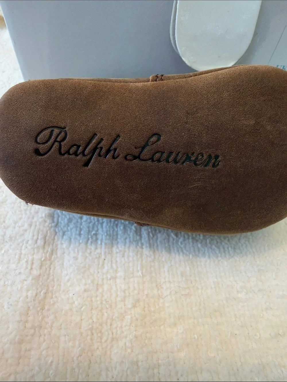 Ralph Lauren Brown Suede Moccasin with Contrast Stitch